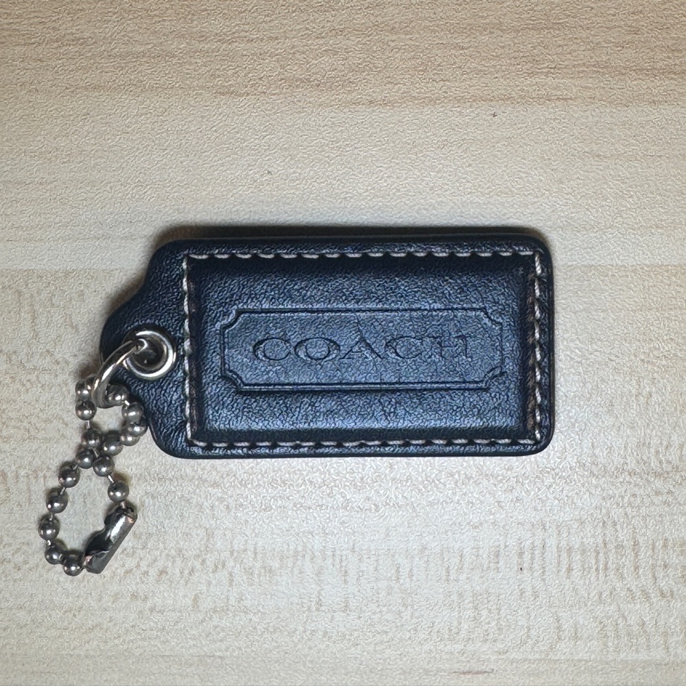 Coach Navy Leather Contrast Stitching  Hangtag